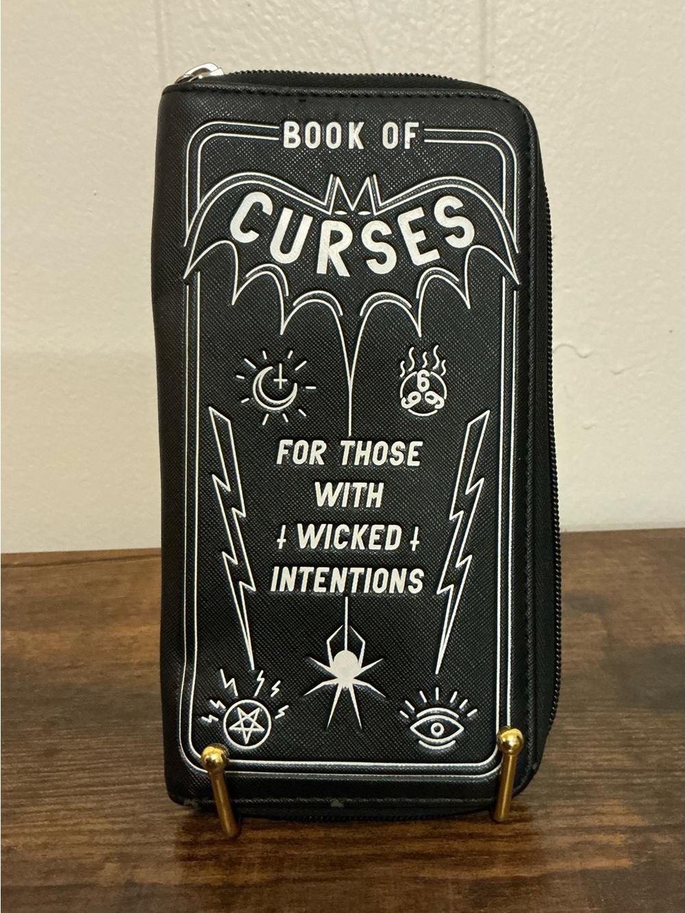 A Rare Book Of Curses Mad Engine Zip Around Zip Around Faux Leather wallet